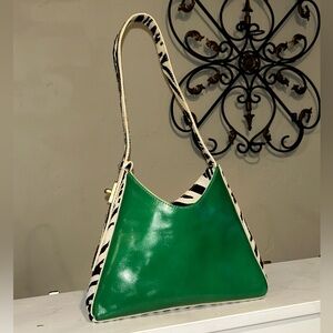 Green Handbag with Zebra Trim